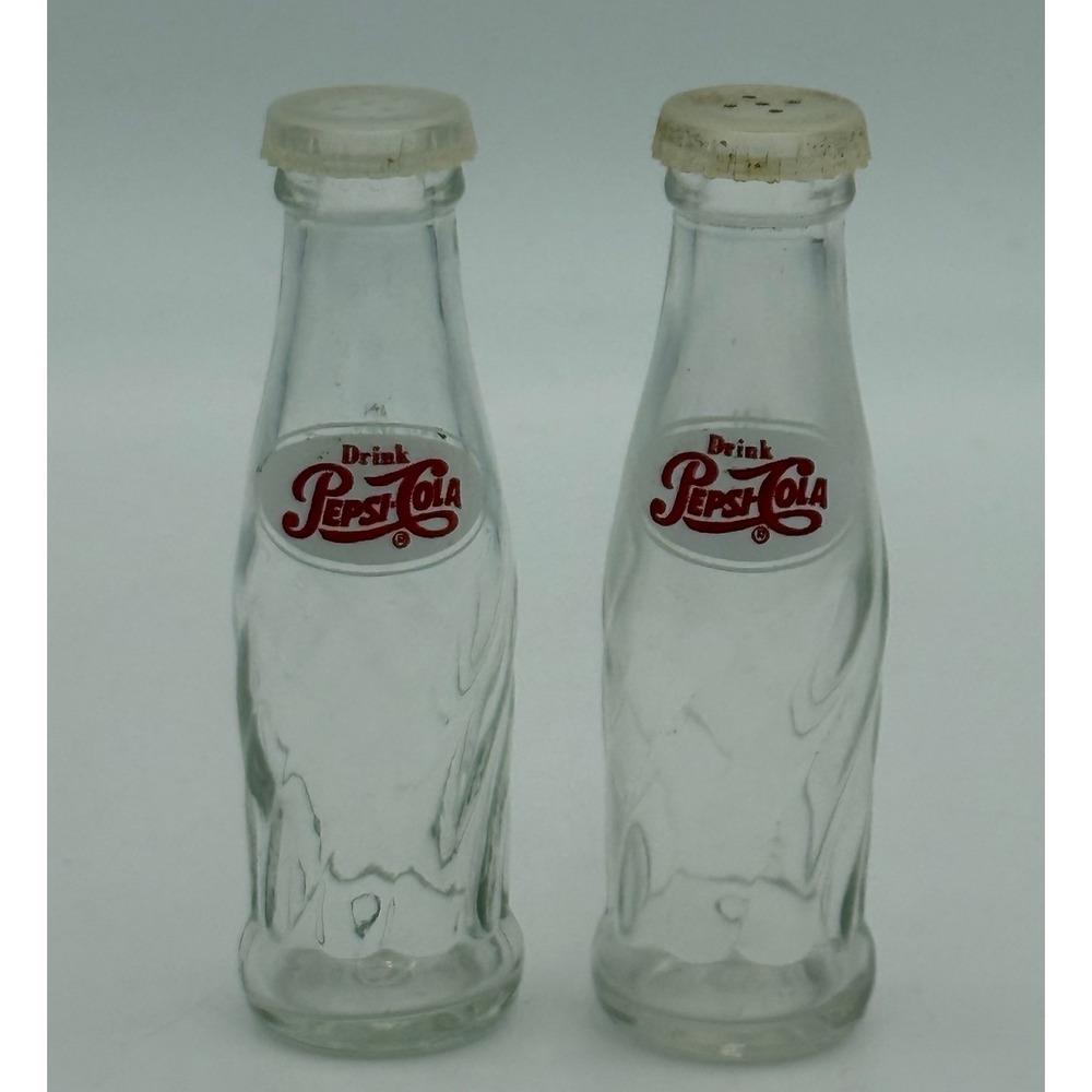 Vintage Pepsi-Cola Glass Salt and Pepper Shakers Mini Bottle Advertising Novelty